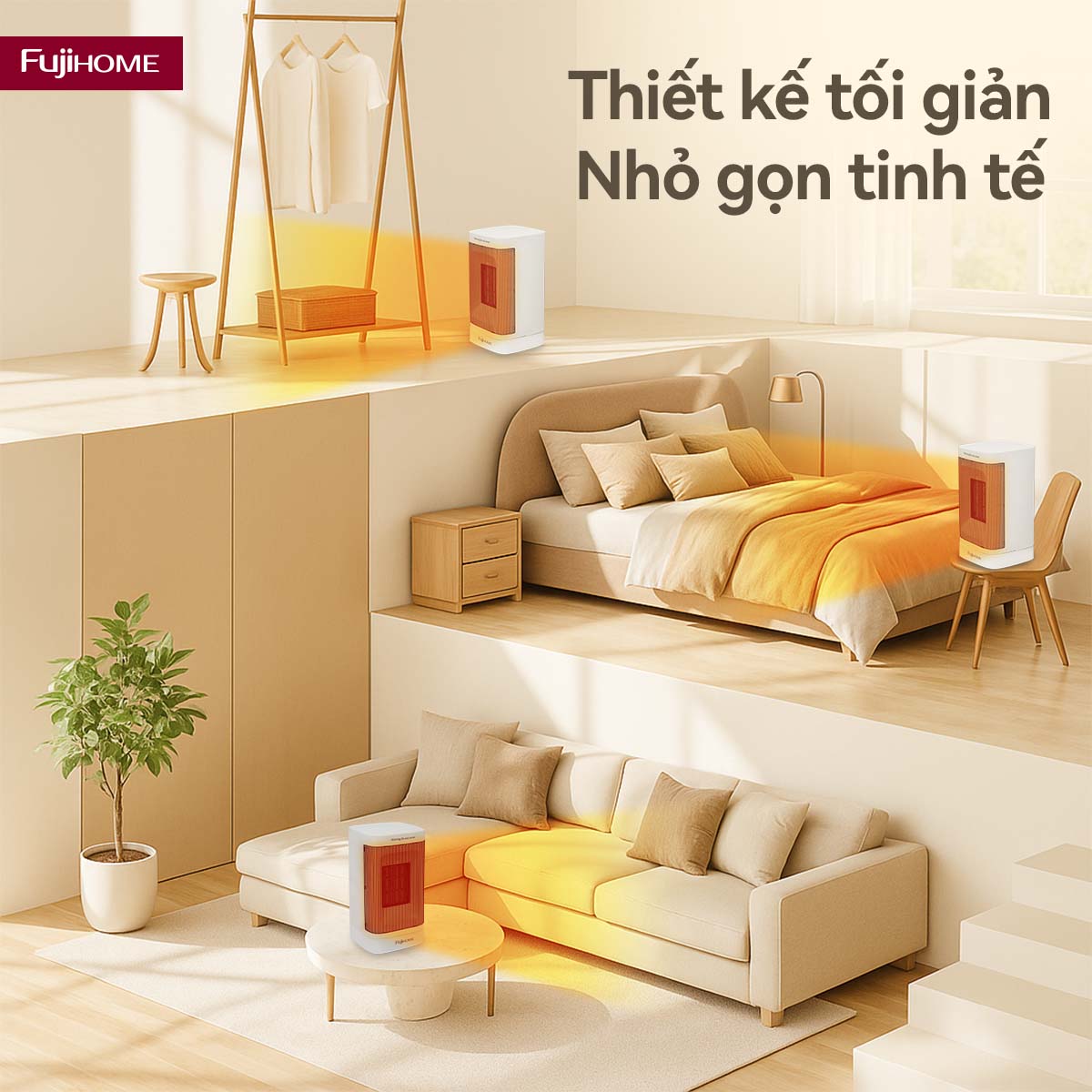 1-35 Quạt sưởi gốm mini Fujihome FH600