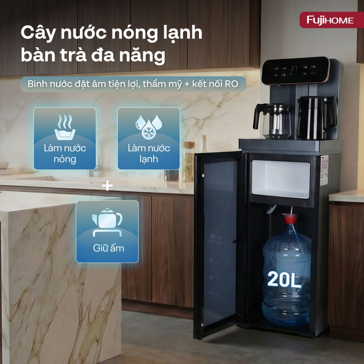1-9 Cây nước nóng lạnh kết hợp bàn pha trà, cafe Fujihome TB243AN