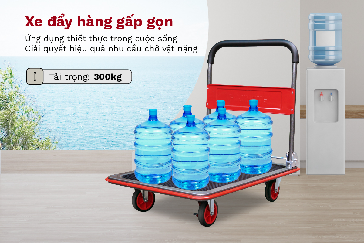 Xe đẩy hàng sàn thép 4 bánh FUJIHOME SH300N