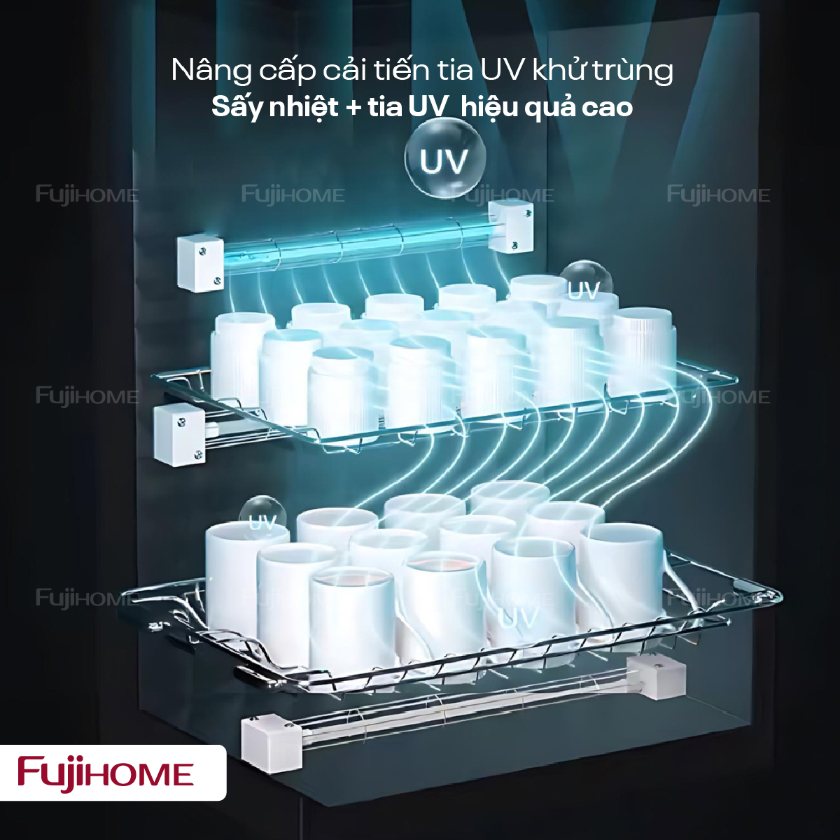10-20 Tủ sấy chén bát tiệt trung Fujihome DD128