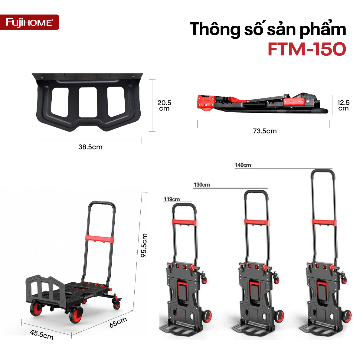 10-42 Xe đẩy đa năng 2 in 1 Fujihome FTM-150