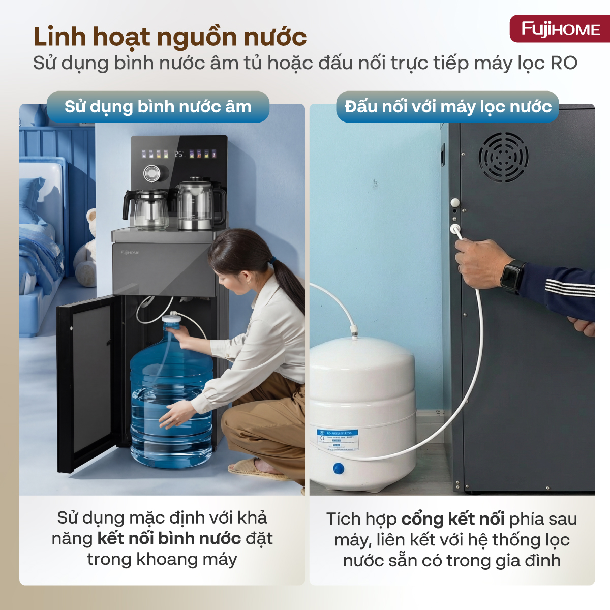 Cây nước bàn trà điều khiển bằng giọng nói Fujihome TB2411N-VOICE