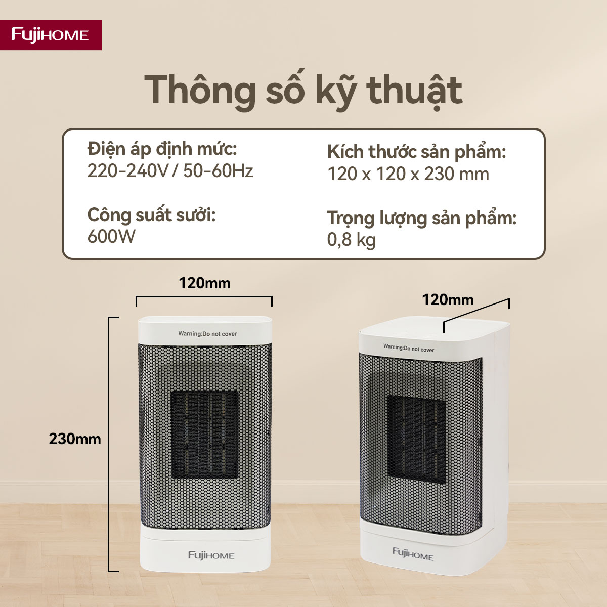 11-9 Quạt sưởi gốm mini Fujihome FH600