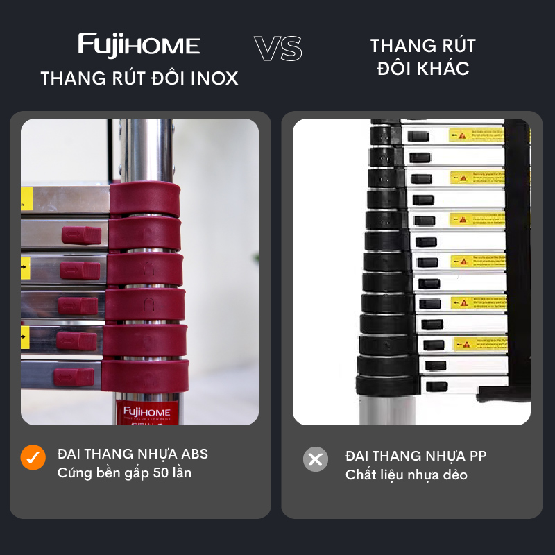 Thang INOX rút gọn (chữ A) FUJIHOME TLA09IR