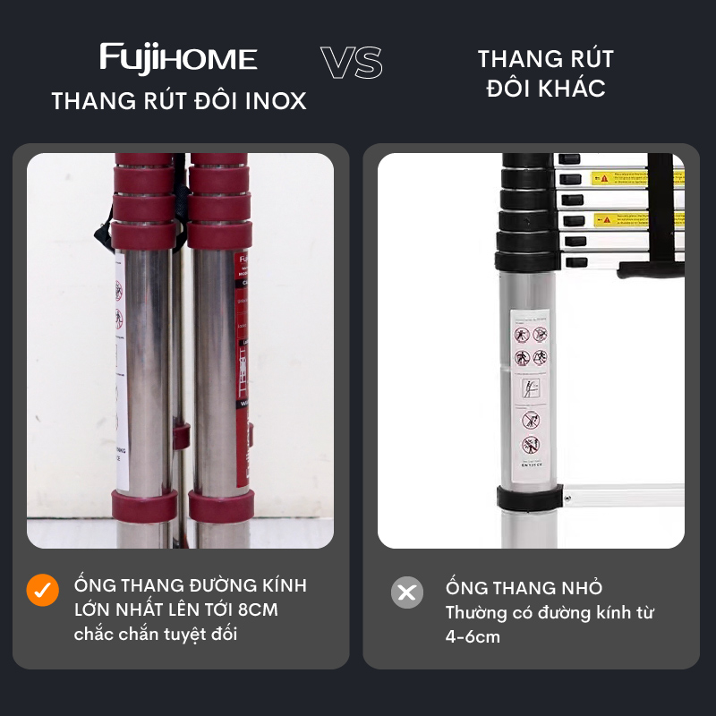 Thang INOX rút gọn (chữ A) FUJIHOME TLA09IR
