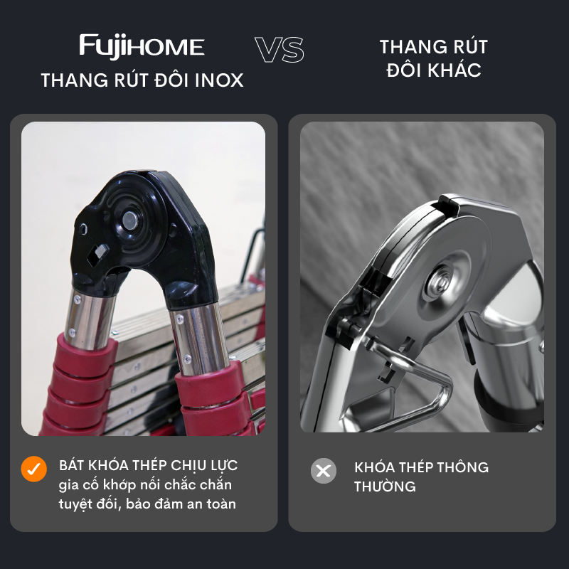 Thang INOX rút gọn (chữ A) FUJIHOME TLA09IR