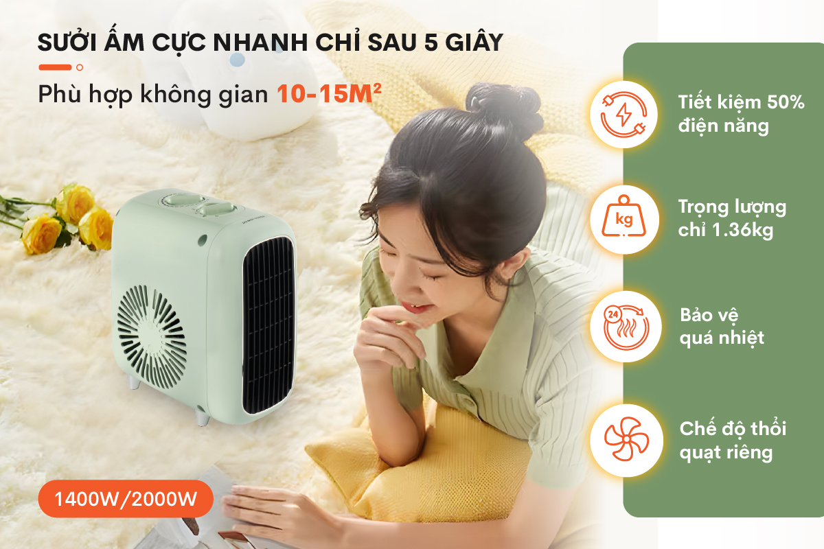 2-33 Quạt sưởi gốm mini FUJIHOME FH1200