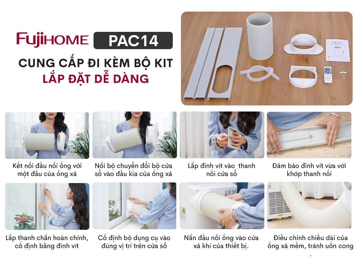 2-55 điều hòa máy lạnh di động Fujihome PAC14