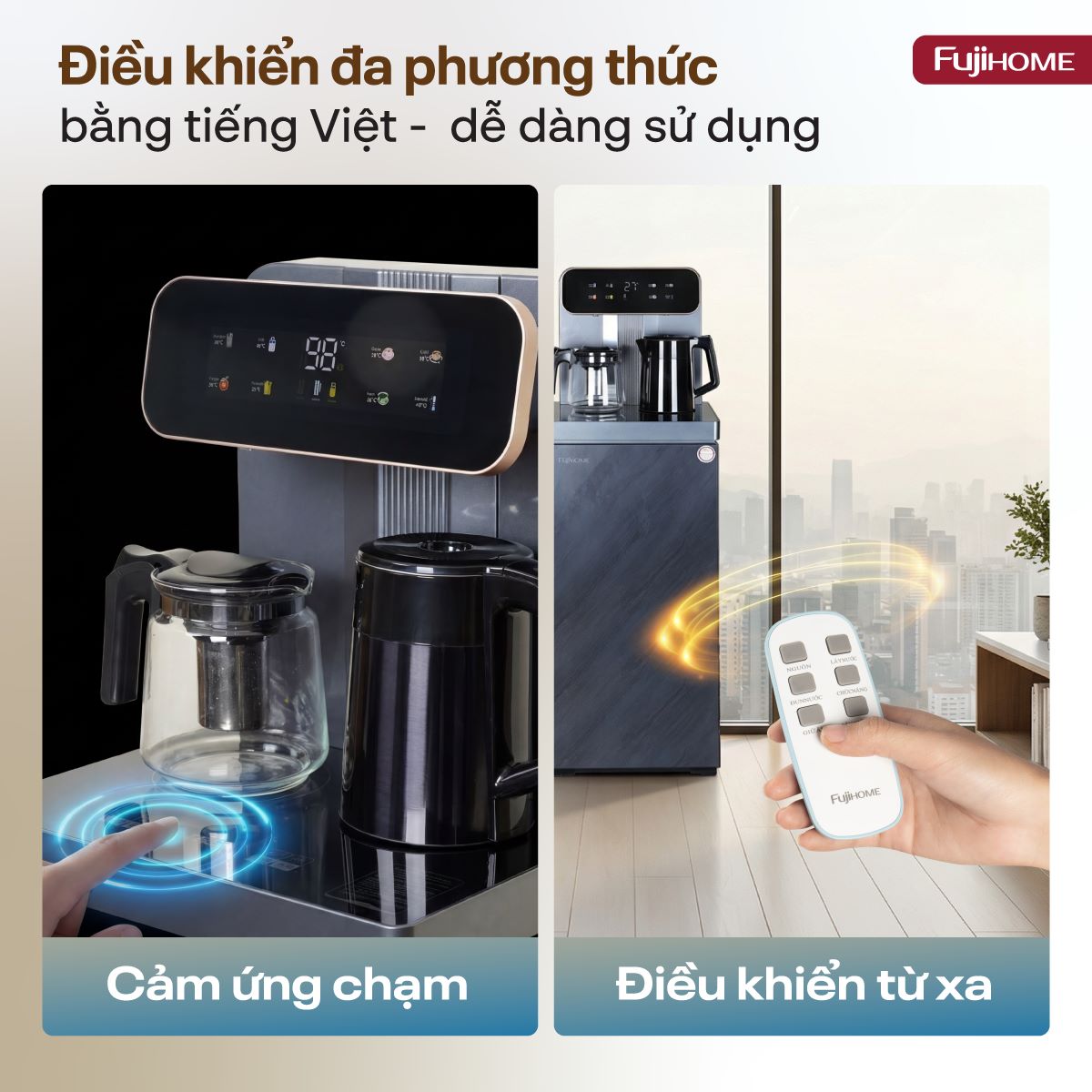 2-6 Cây nước nóng lạnh kết hợp bàn pha trà, cafe Fujihome TB243AN