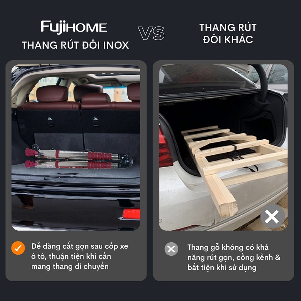 Thang INOX rút gọn (chữ A) FUJIHOME TLA08IR