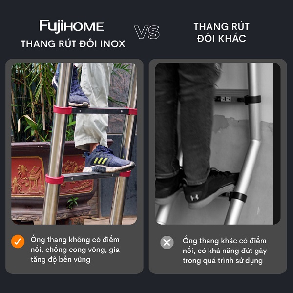 Thang INOX rút gọn (chữ A) FUJIHOME TLA08IR