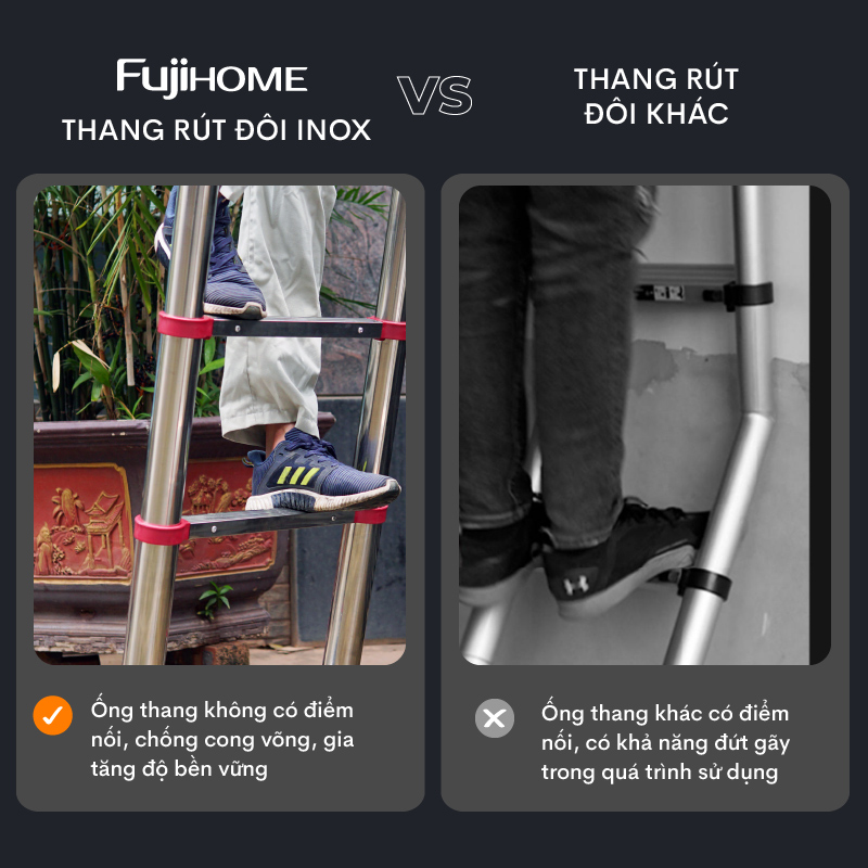 Thang INOX rút gọn (chữ A) FUJIHOME TLA09IR