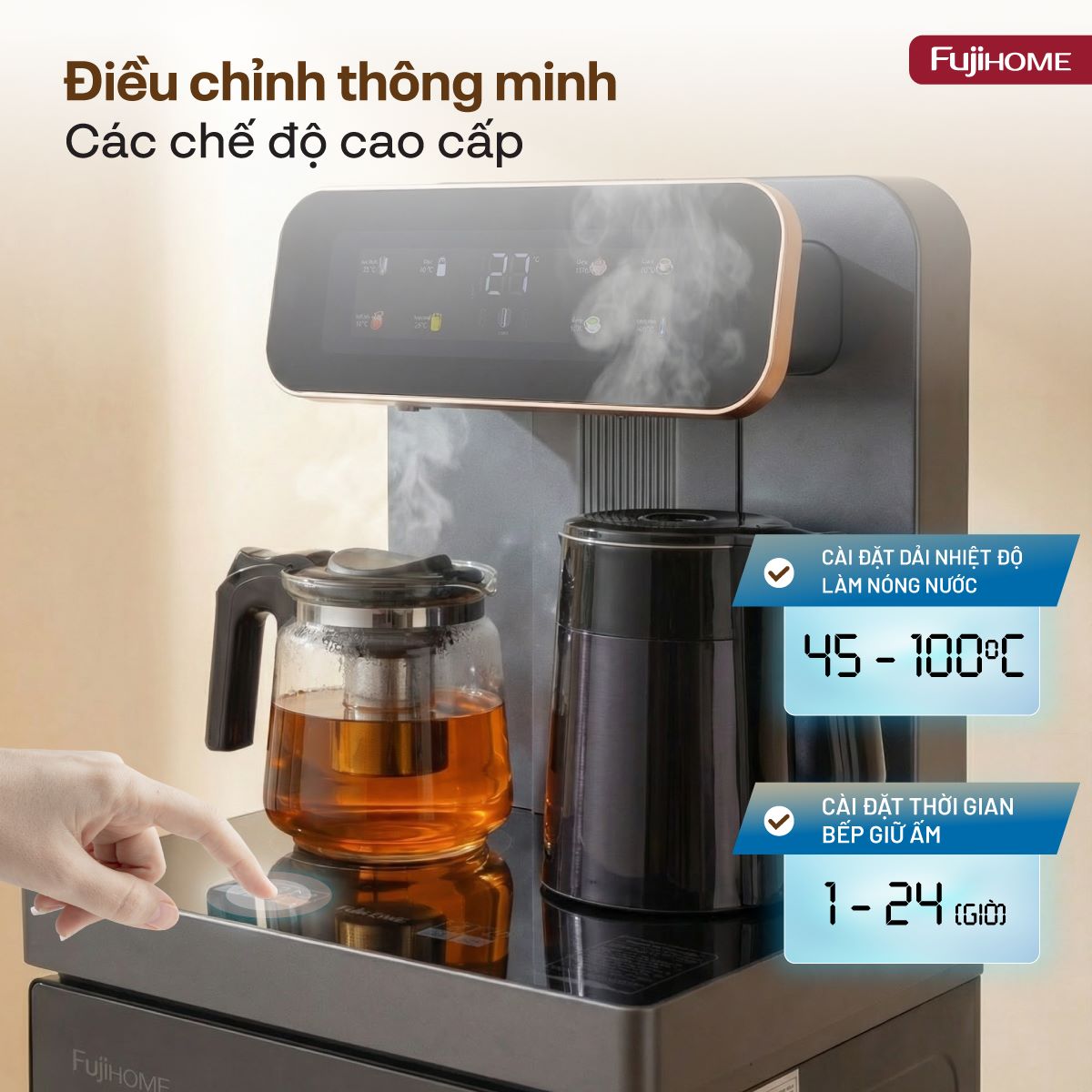 3-7 Cây nước nóng lạnh kết hợp bàn pha trà, cafe Fujihome TB243AN
