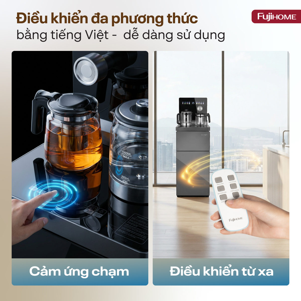Cây nước bàn trà điều khiển bằng giọng nói Fujihome TB2411N-VOICE