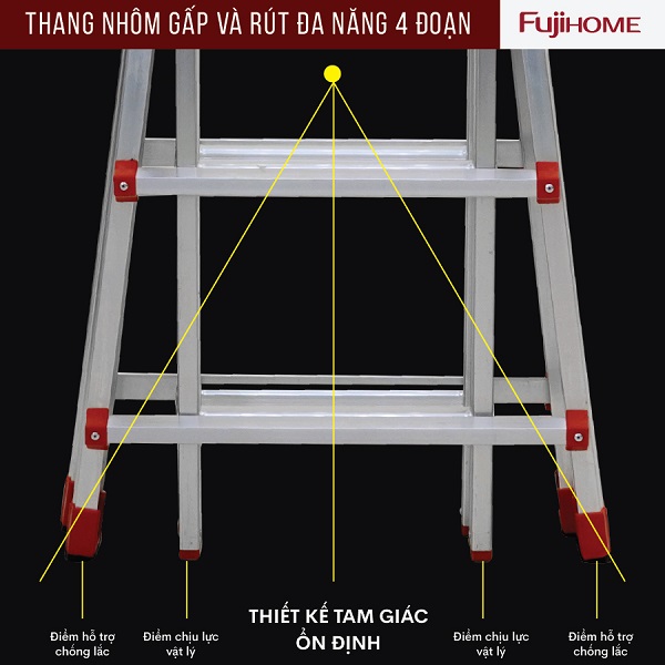 Thang nhôm gấp và rút đa năng 4 đoạn FUJIHOME ML44