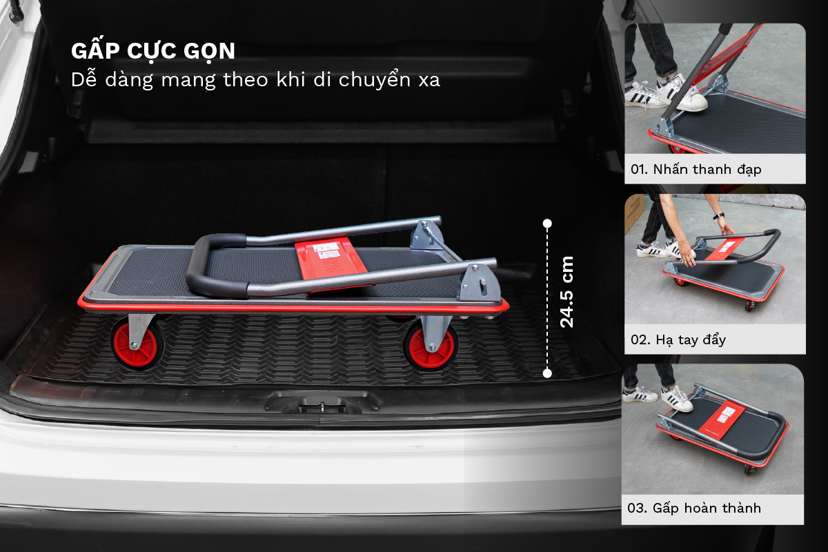 Xe đẩy hàng sàn thép 4 bánh FUJIHOME SH300N