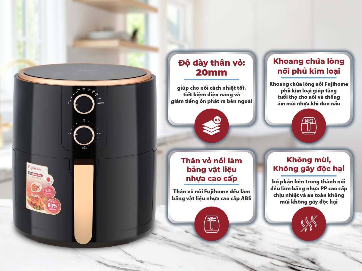 Nồi chiên không dầu Fujihome A5B 5.5Lít