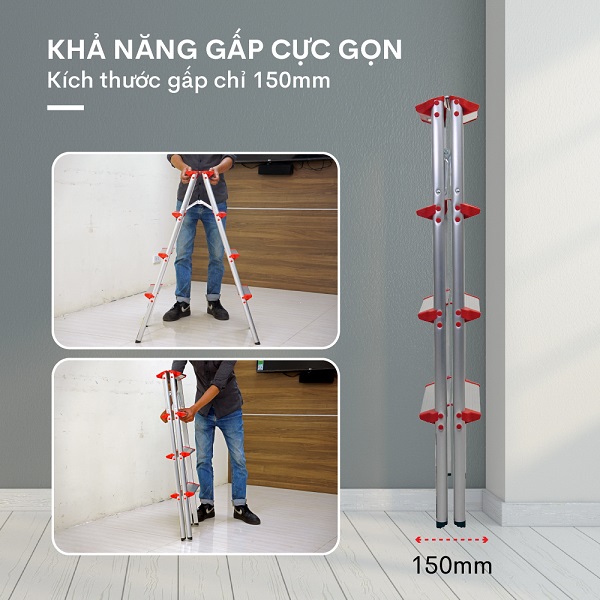 Thang nhôm gấp chữ A FUJIHOME DL204