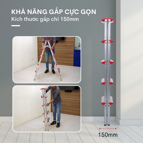 5-50 Thang nhôm gấp chữ A FUJIHOME DL205