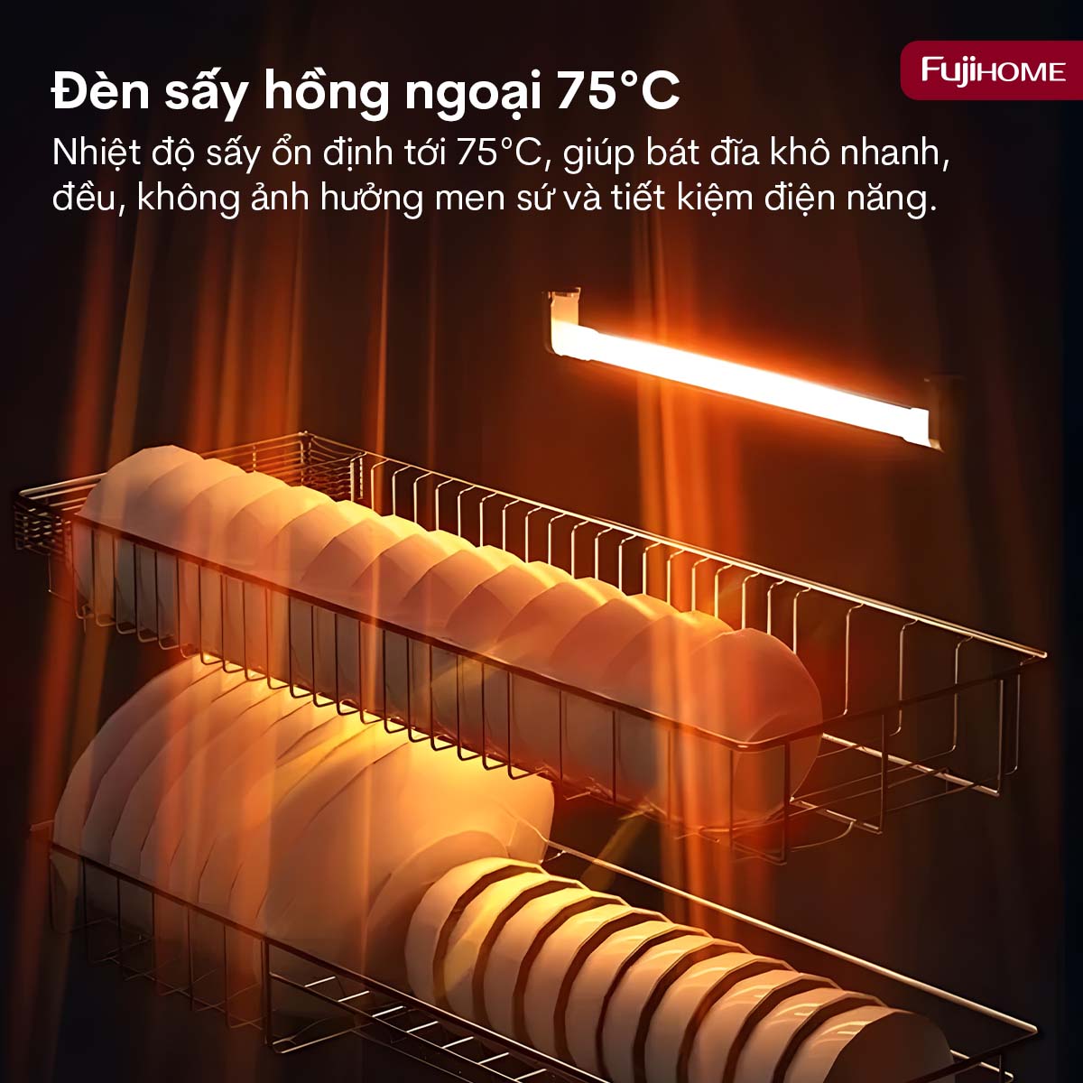 Tủ sấy chén bát tiệt trùng dung tích lớn Fujihome DD500A