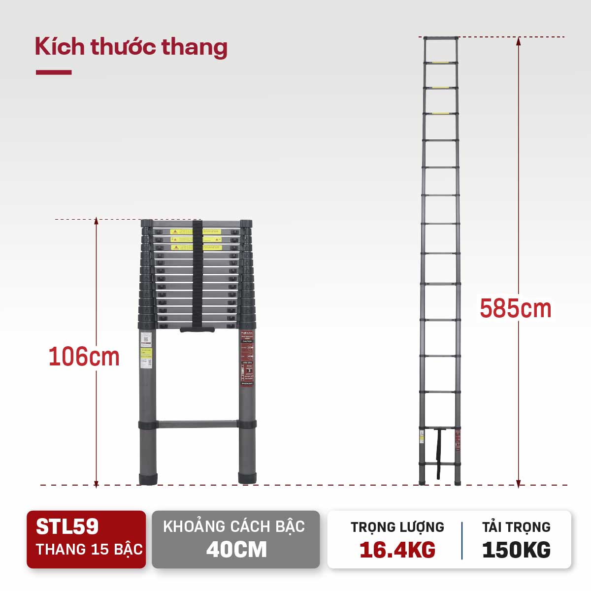 59-5 Thang rút đơn thép carbon Fujihome STL59Thang rút đơn thép carbon Fujihome STL59