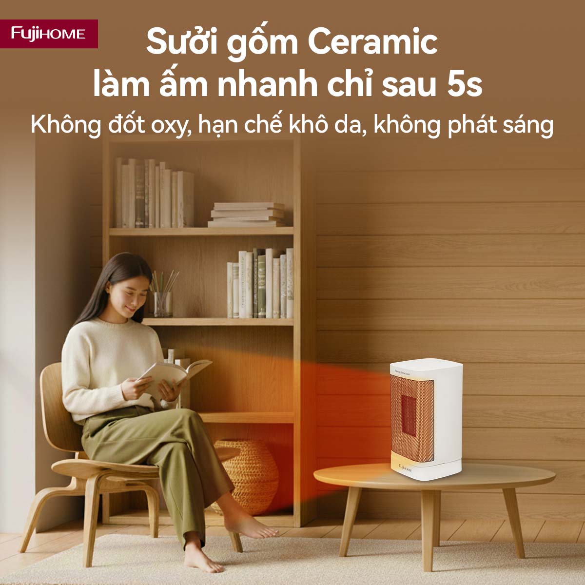 6-12 Quạt sưởi gốm mini Fujihome FH600