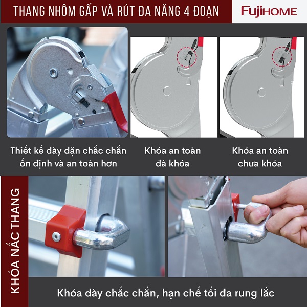 Thang nhôm gấp và rút đa năng 4 đoạn FUJIHOME ML44