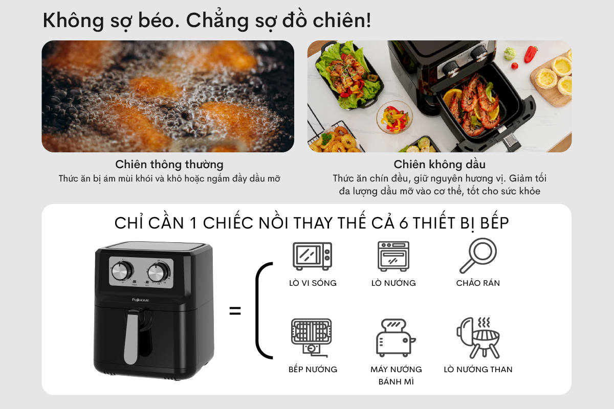 Nồi chiên không dầu Fujihome A5