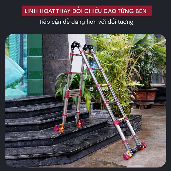 Thang INOX rút gọn (chữ A) FUJIHOME TLA08IR