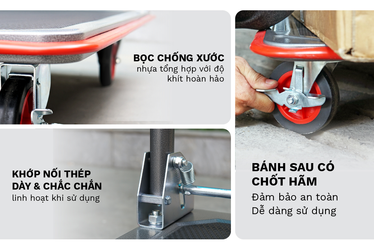 Xe đẩy hàng sàn thép 4 bánh FUJIHOME SH300N
