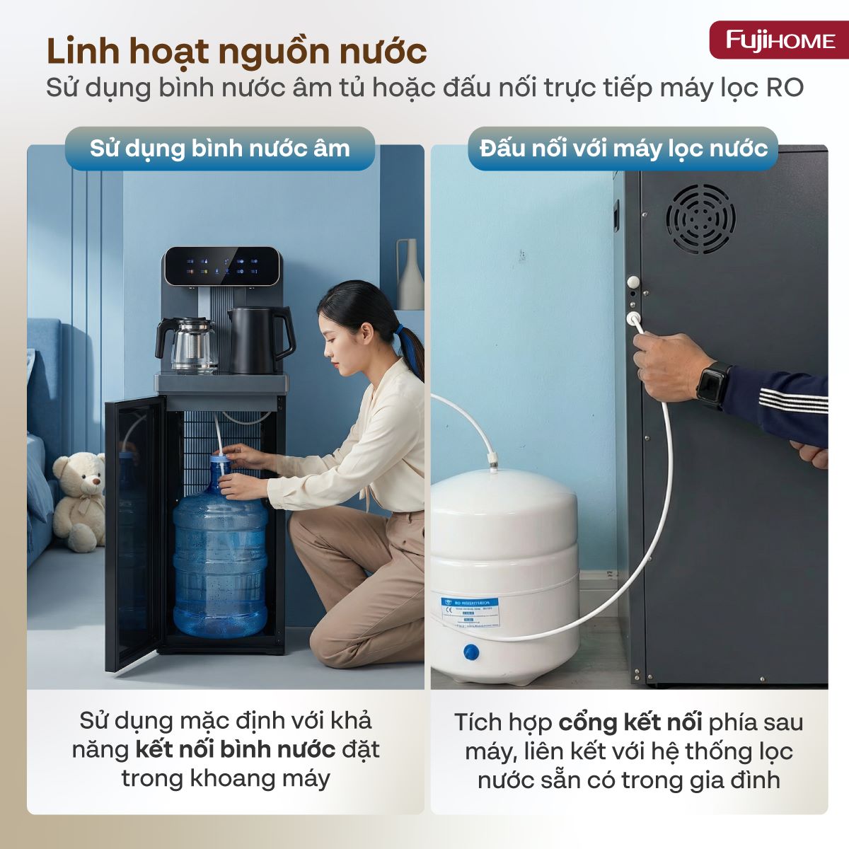 7-8 Cây nước nóng lạnh kết hợp bàn pha trà, cafe Fujihome TB243AN
