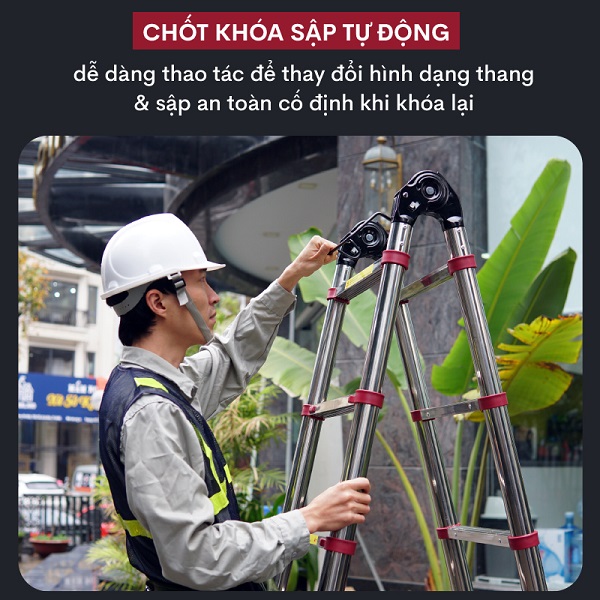 Thang INOX rút gọn (chữ A) FUJIHOME TLA08IR