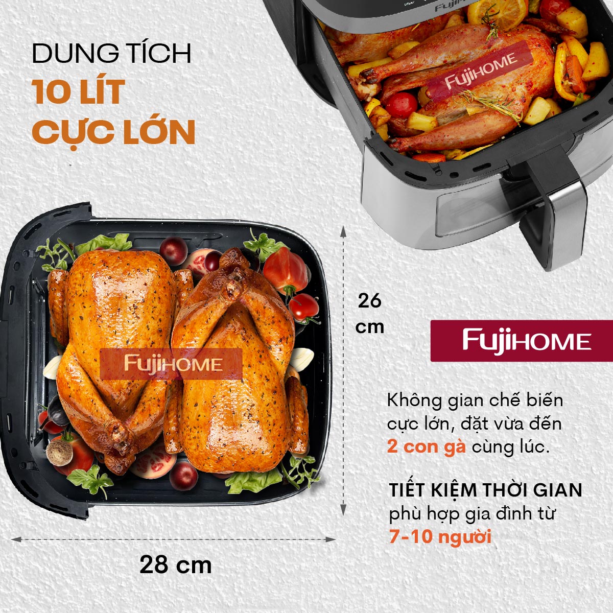 Nồi chiên không dầu Fujihome A10DG 10Lít