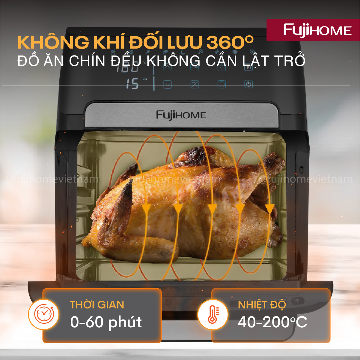 a12db-01 Nồi chiên không dầu Fujihome A12DB 12Lít