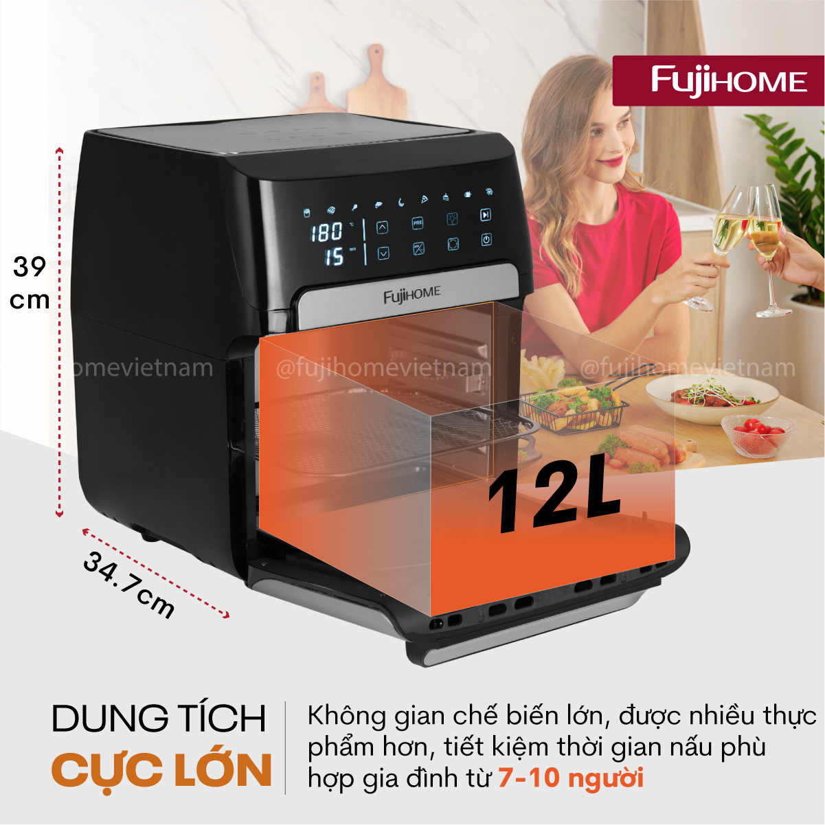 a12db-02 Nồi chiên không dầu Fujihome A12DB 12Lít