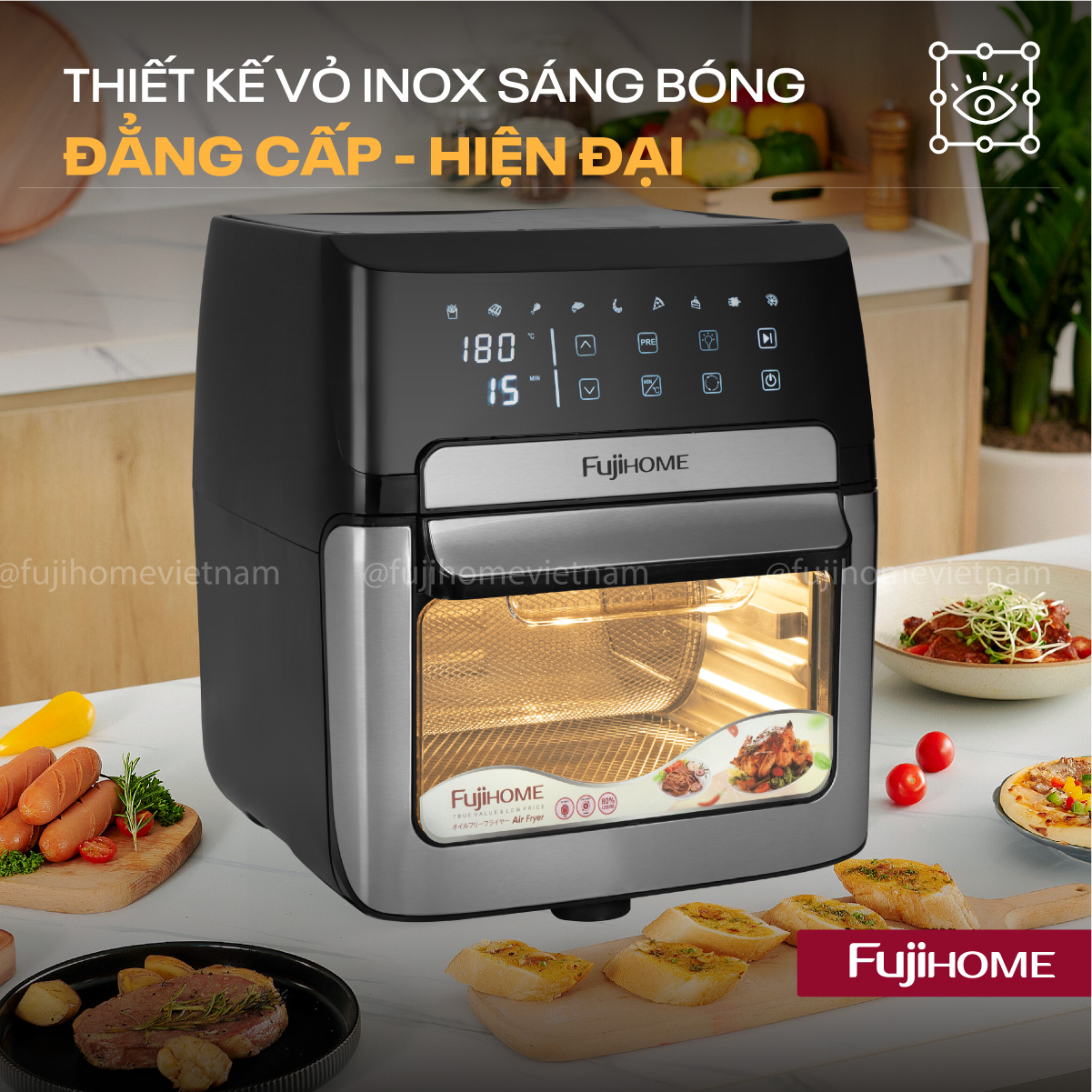 a12db-08 Nồi chiên không dầu Fujihome A12DB 12Lít
