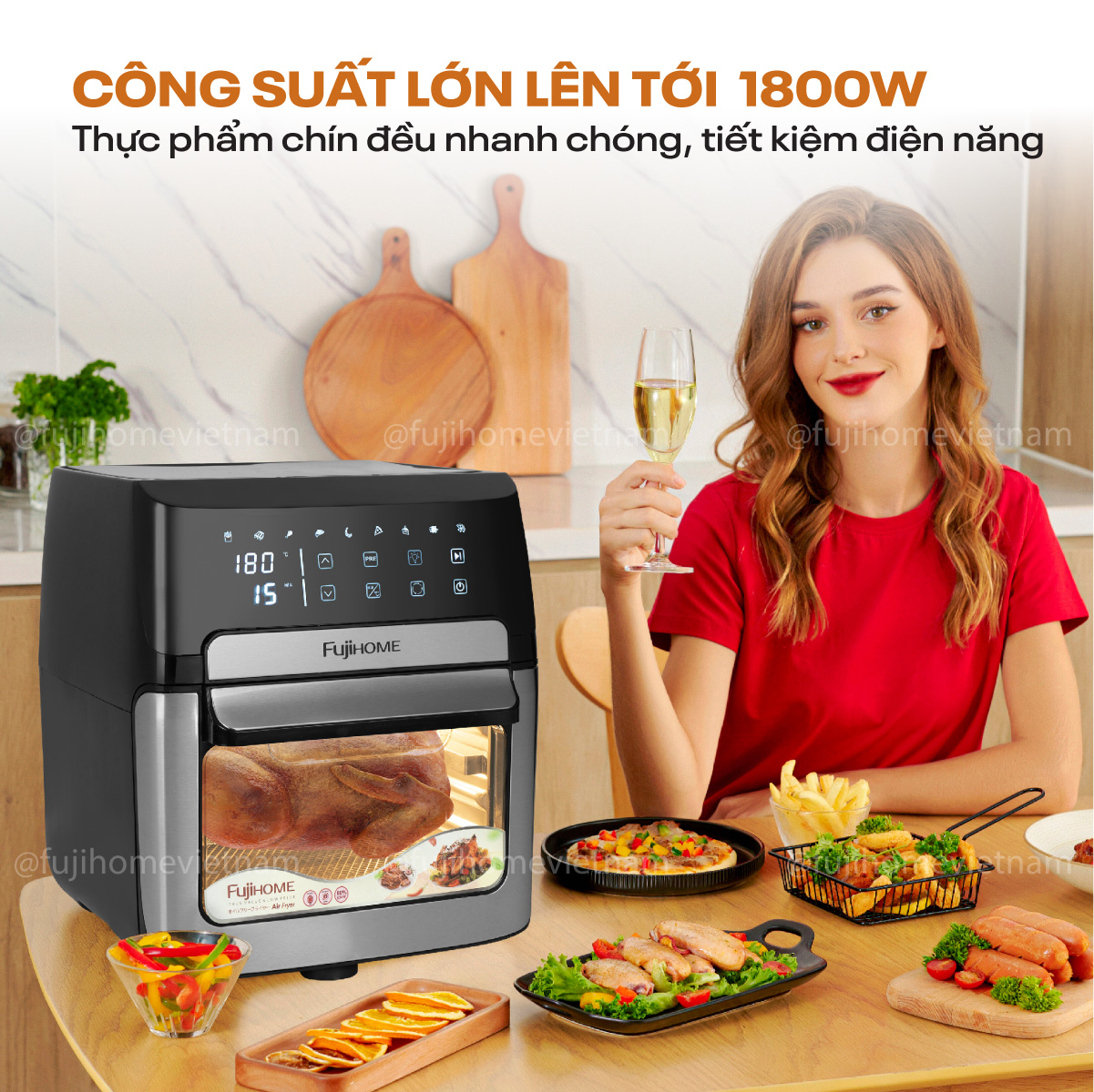 a12db-11 Nồi chiên không dầu Fujihome A12DB 12Lít