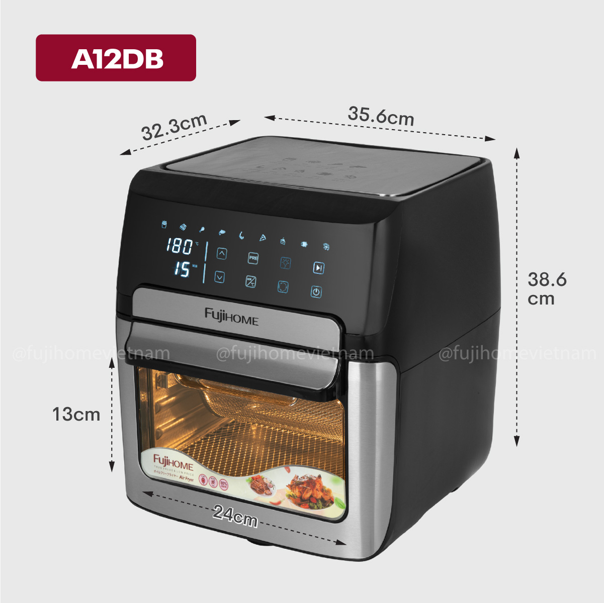 a12db-14 Nồi chiên không dầu Fujihome A12DB 12Lít