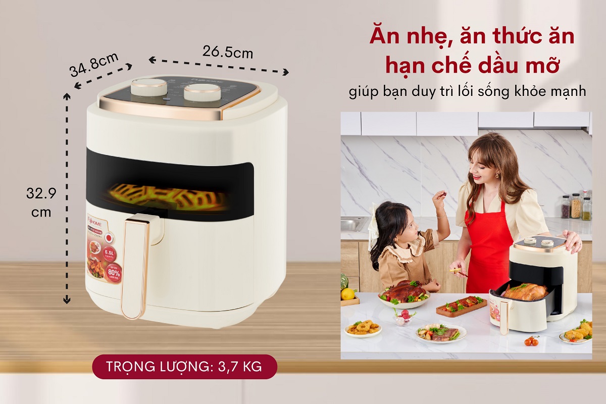 Nồi chiên không dầu Fujihome A5GW 5.5Lít