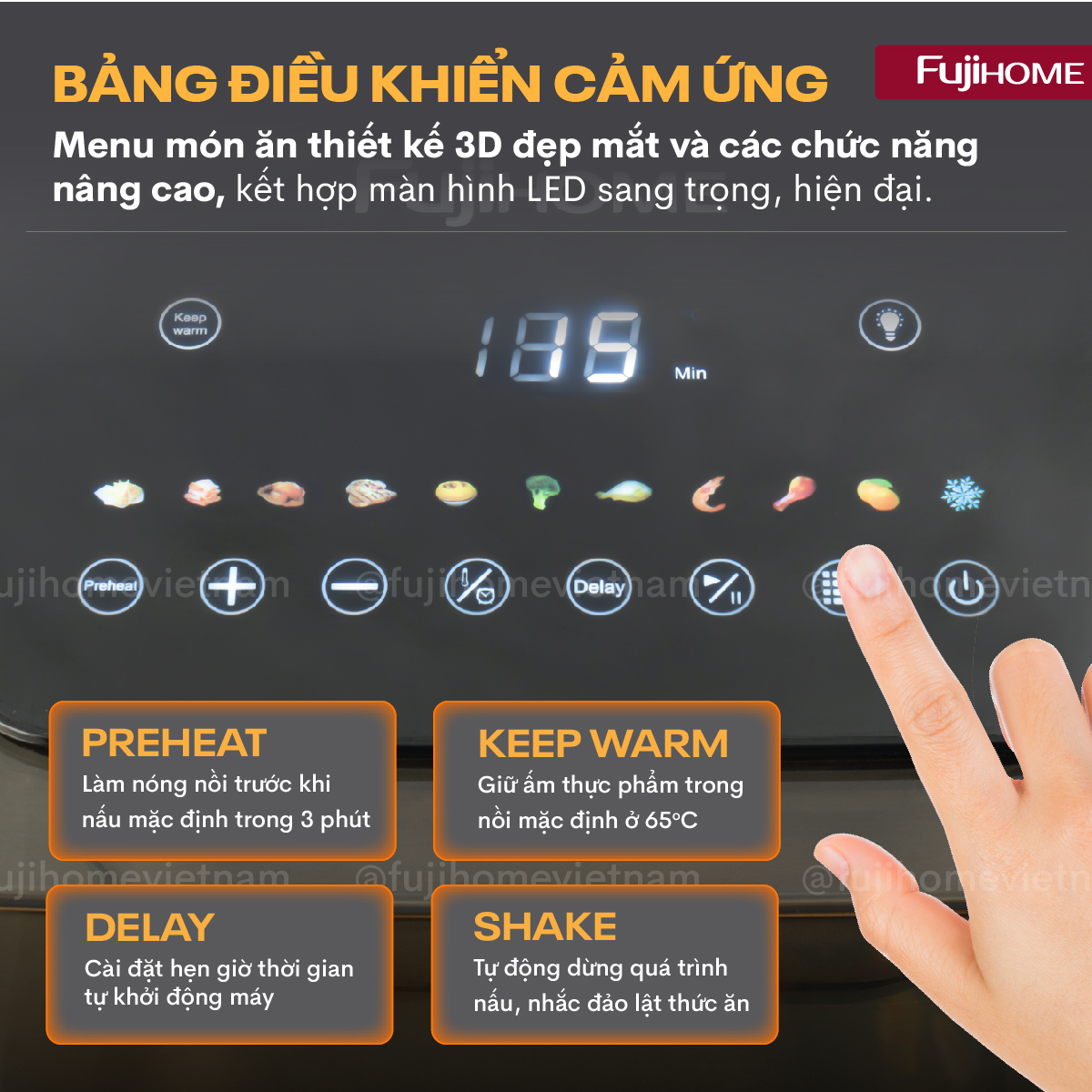 a8dg2-08 Nồi chiên không dầu Fujihome A8DG2 8Lít