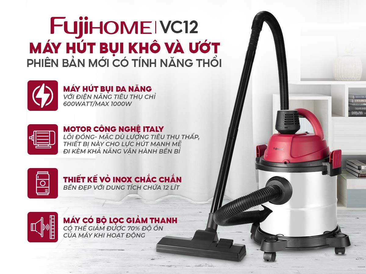 anh-bia-mota Máy hút bụi khô và ướt Fujihome VC12