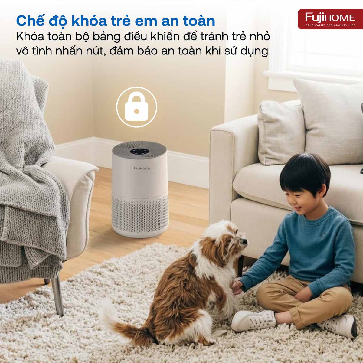 Máy lọc không khí Fujihome AP5COMPACT kết nối Wifi thông minh
