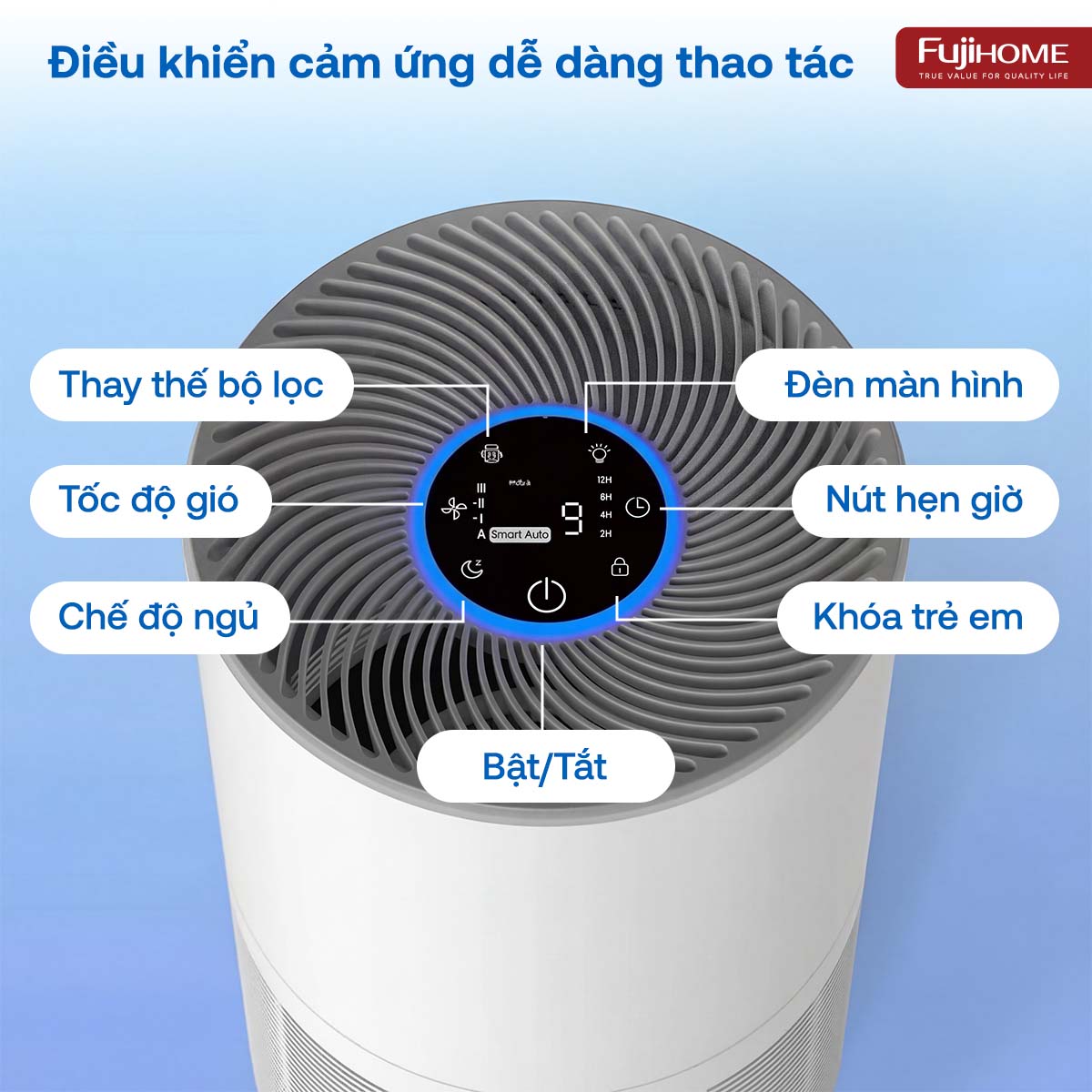 Máy lọc không khí Fujihome AP5GRAND kết nối Wifi thông minh