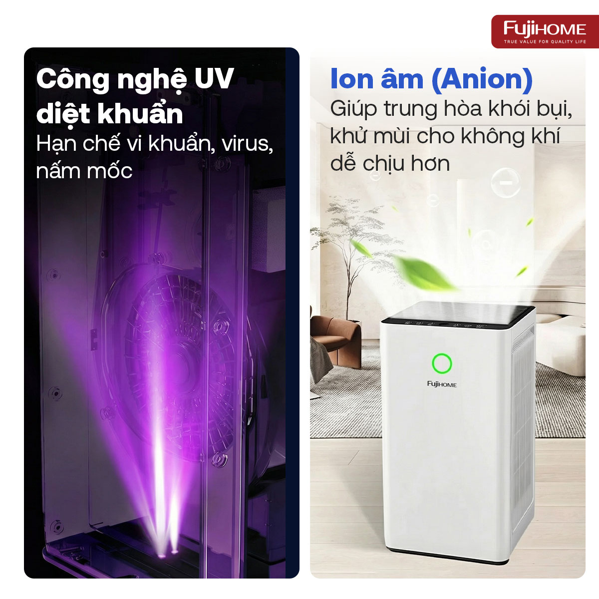Máy lọc không khí Fujihome AP5PRO kết nối Wifi thông minh