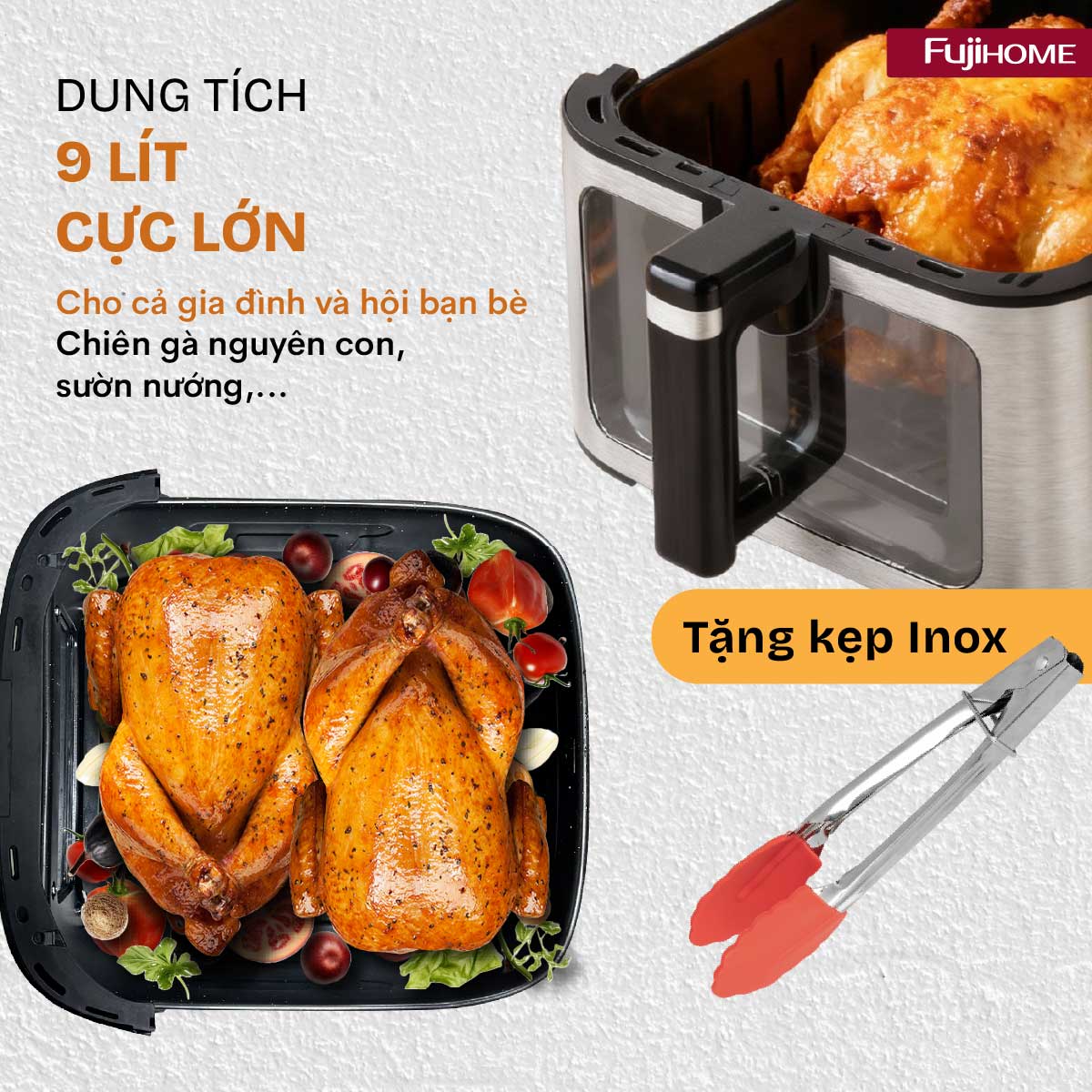 artboard-5a9dh Nồi chiên không dầu Fujihome DUALHEAT A9DH công nghệ gia nhiệt kép