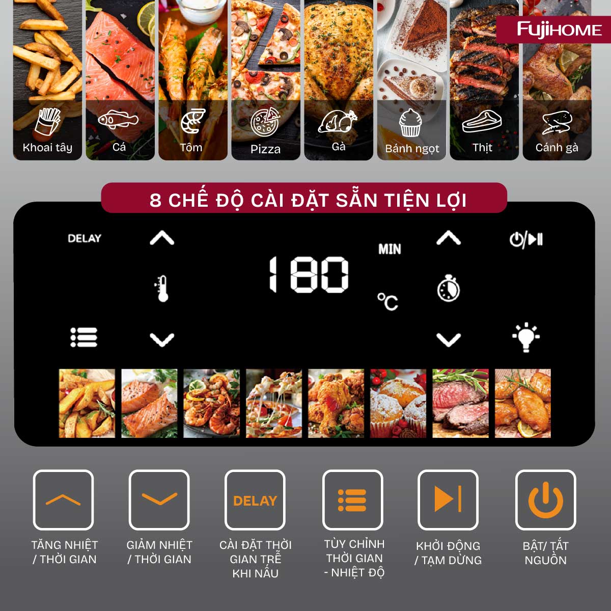 artboard-6a9dh Nồi chiên không dầu Fujihome DUALHEAT A9DH công nghệ gia nhiệt kép