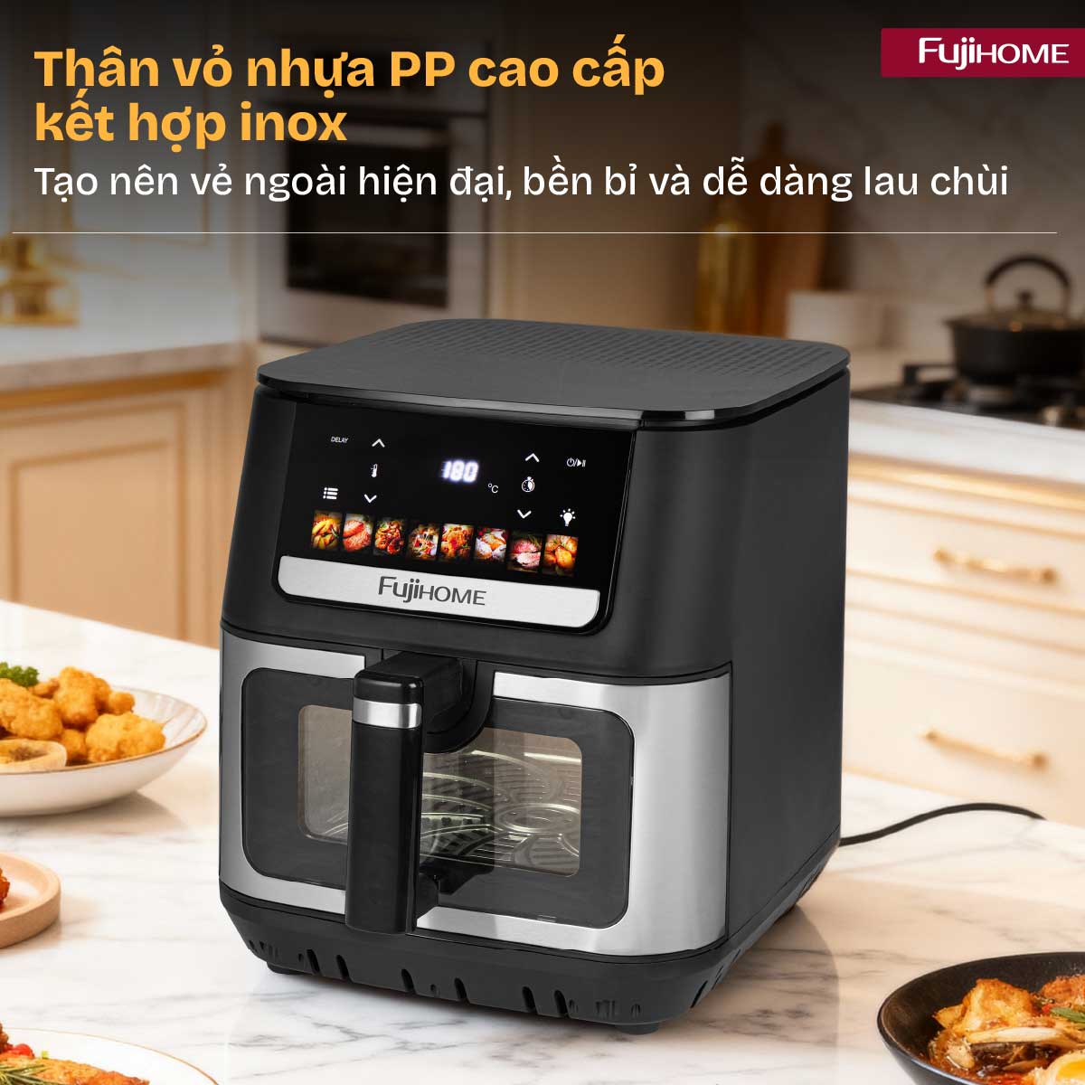 artboard-9a9dh Nồi chiên không dầu Fujihome DUALHEAT A9DH công nghệ gia nhiệt kép