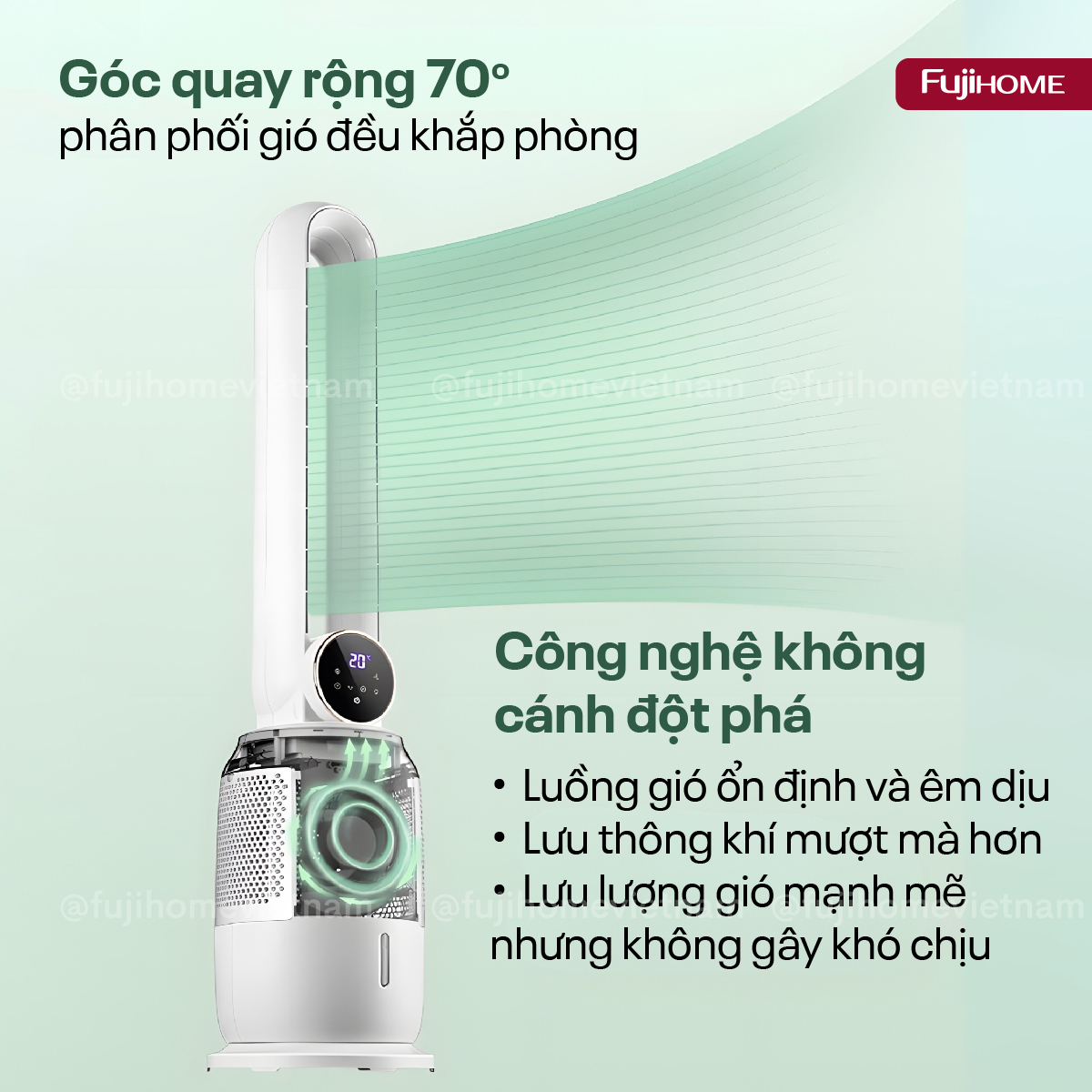 Quạt không cánh hơi nước tích hợp lọc không khí Ion Fujihome BF-03RC