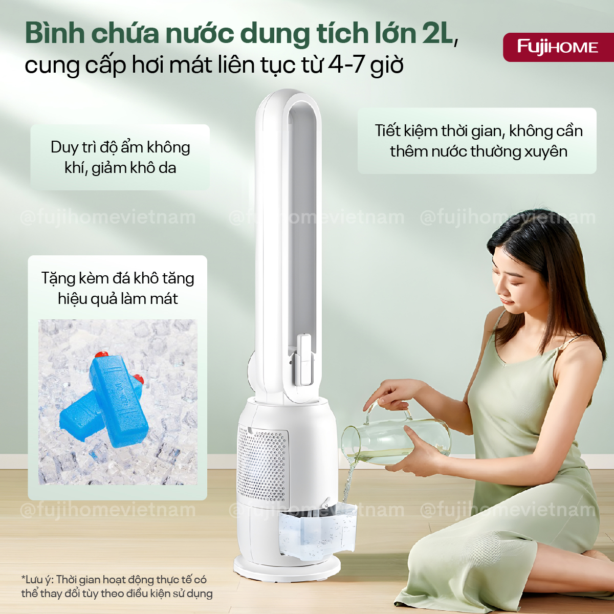 Quạt không cánh hơi nước tích hợp lọc không khí Ion Fujihome BF-03RC