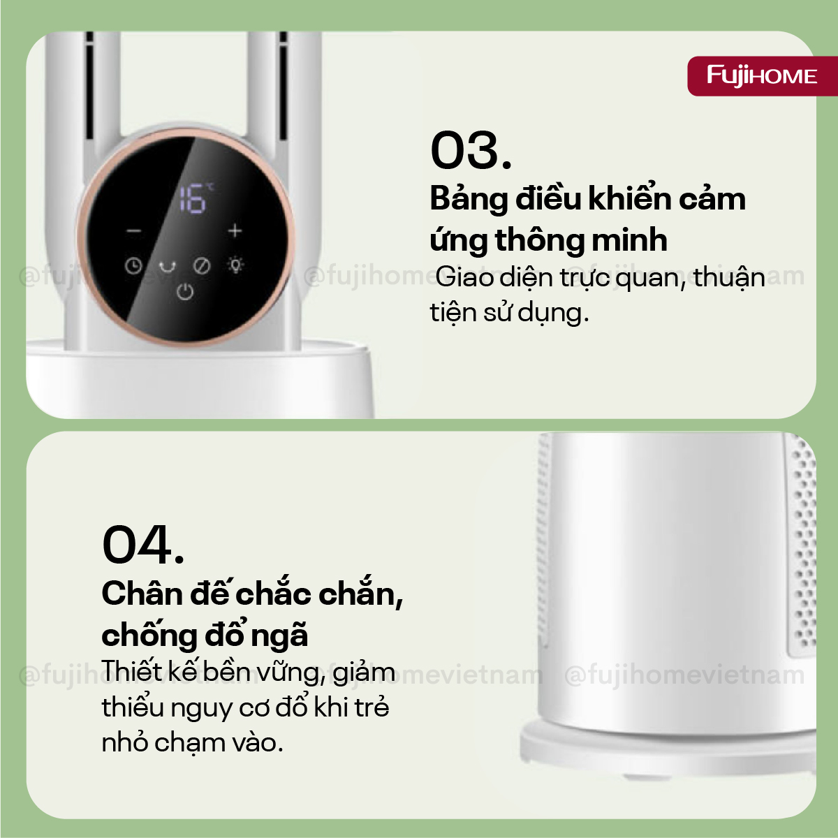 Quạt không cánh hơi nước tích hợp lọc không khí Ion Fujihome BF-03RC